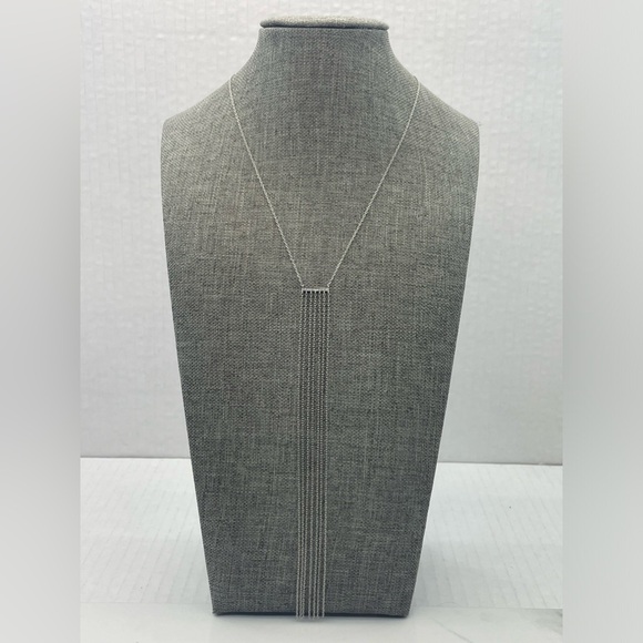 Fringe Necklace - Sterling Silver Long Tie Necklace - Picture 5 of 16